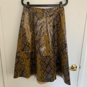 Zara midi A-line skirt in faux snake skin